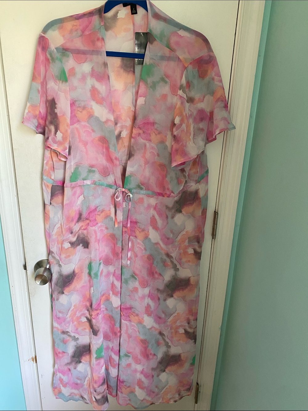 torrid Pastel Watercolor Tie-Waist kimono swimsuit cover NWT